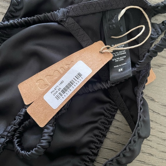 Skims Woven Shine Scrunchie String Thong In Black - Picture 4 of 5